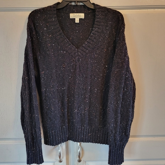 Cabela's Black Multicolor Speckle Knit V-Neck Sweater - Picture 1 of 6